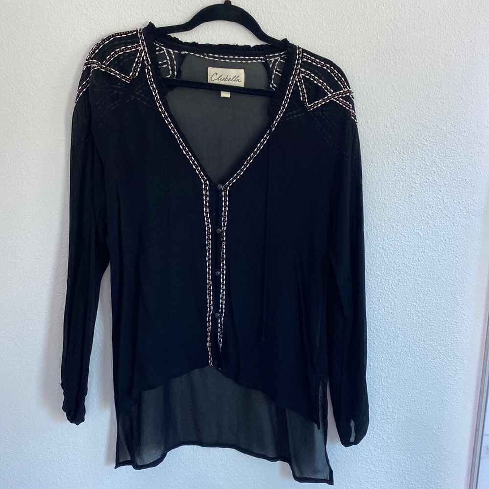 Cleobella embroidered beaded sheer top